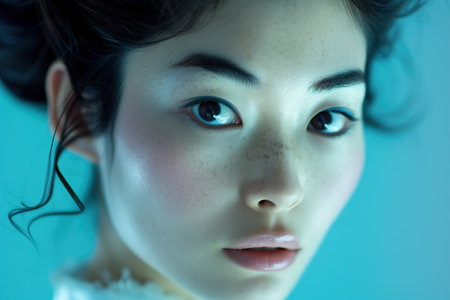 Oriental Delicacy: Portrait of the Face of a Young Japanese Womanの素材