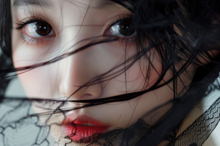 Oriental Delicacy: Portrait of the Face of a Young Chinese Womanの素材