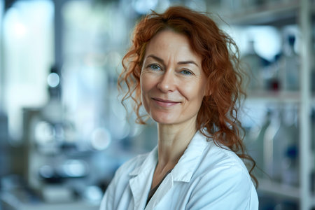 Self-confident woman. Chemistry at your workplaceの素材