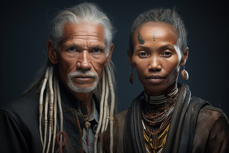 Two men and a woman are posing for a photo. The man has long dreadlocks and the woman has a necklace around her neck. Scene is casual and friendlyの素材