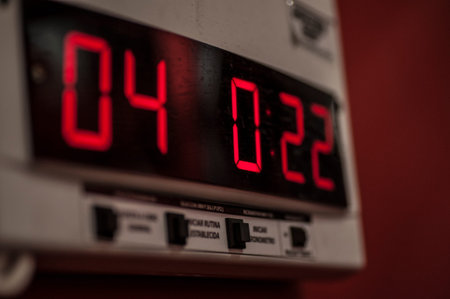 Countdown. A digital clockin a gymのeditorial素材