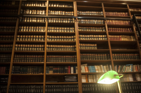 Green lamp in a libraryのeditorial素材