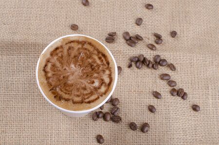 White cup of Cappuccino Cafeの写真素材