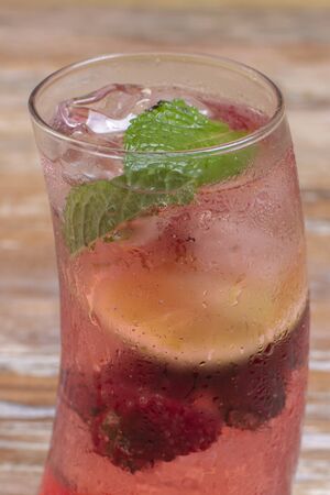 Strawberry and blackberry Italian red fruit sodaの写真素材