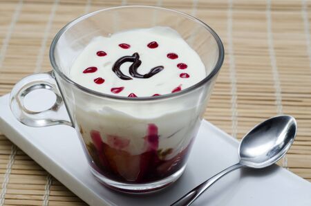 Chantilly cream red berry dessertの写真素材