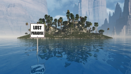 3d image of islandの写真素材