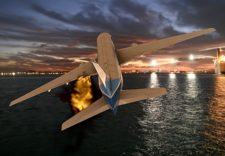 passenger plane in 3d crashingの写真素材