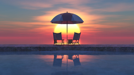 Landscape of a sunset on a wooden pierのeditorial素材