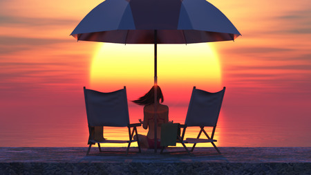 Landscape of a sunset on a wooden pierのeditorial素材