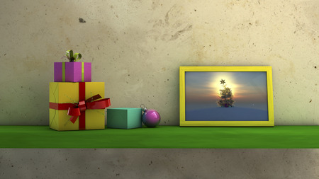 illustration concept decorated Christmas giftsの写真素材