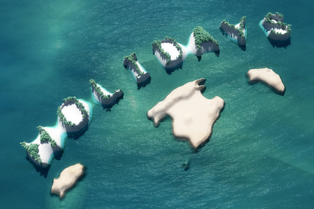 holidays concept, Sun and beach landscape in 3dの写真素材