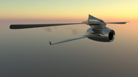3d illustration of a prototype aircraft flying