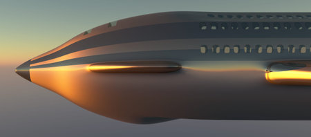3d illustration of a prototype aircraft flyingの写真素材