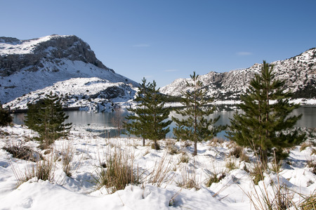 cuber water reservoir in the Tramuntana mountains in Majorca, Spainの写真素材