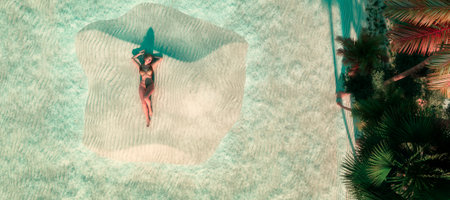 happy woman in tropical island