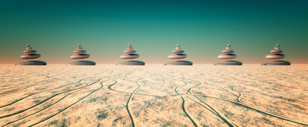 zen stones concept in 3dの写真素材