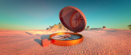 old compass in desertの写真素材