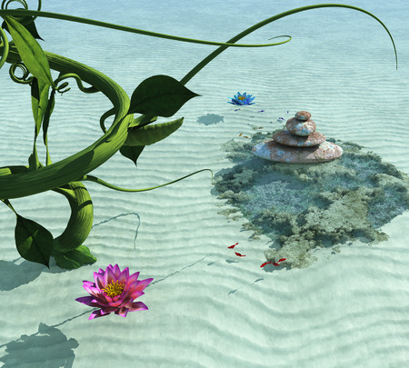 zen stones concept in 3dの写真素材