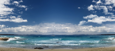 sunny day in formentera beach, spainの写真素材