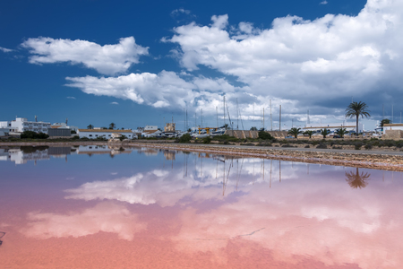 salt lake on the island of Formentera, Spainの写真素材