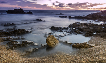 summer sunset in majorca beach, spainの写真素材