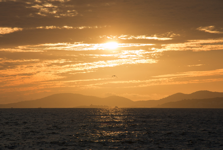 summer sunset in majorca beach, spainの写真素材