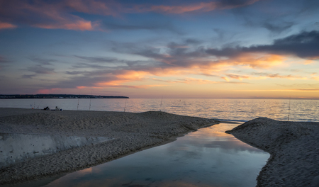 summer sunset in majorca beach, spainの写真素材