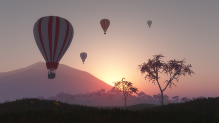 hot air balloons and  skyの写真素材