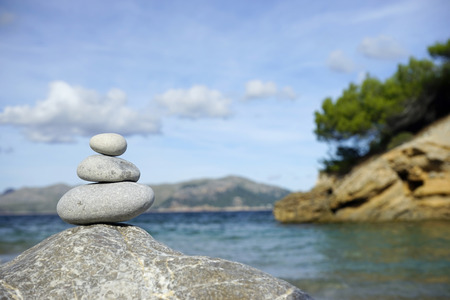 zen stones concept in majorcaの写真素材