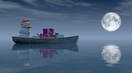 boat christmas concept and seaの写真素材