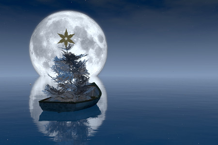 boat christmas concept and seaの写真素材