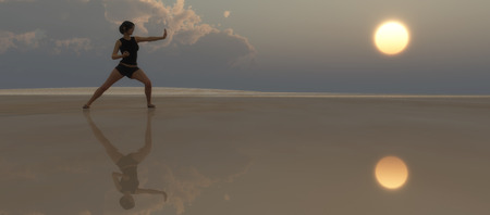 health concept woman exercising outdoorsの写真素材