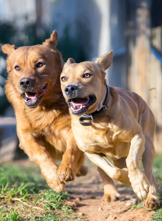 photograph of a dogs runningの写真素材