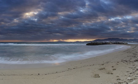summer sunset in majorca beach, spainの写真素材