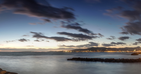 summer sunset in majorca beach, spainの写真素材