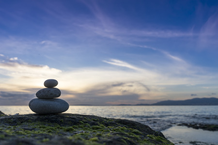 zen stones concept and sunsetの写真素材
