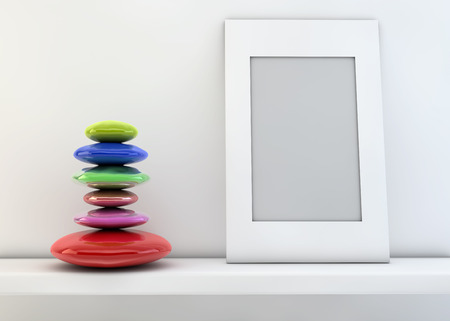 zen stones concept in 3dの写真素材