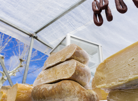 piece of traditional cheese menorcaの写真素材