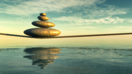 zen stones concept in 3dの写真素材