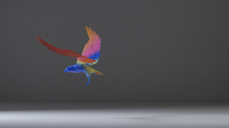 3d illustration of Eagle flying in the white roomの写真素材