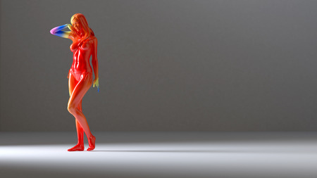 3d illustration of a woman in studioの写真素材