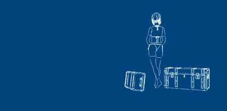 3d illustration of woman in blackboardの写真素材