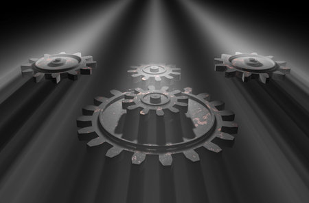 3d illustration of various gears