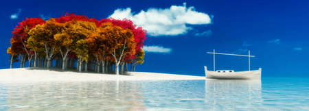 3d illustration of llaud traditional boat in the Balearic Islands, Spainの写真素材