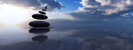3d illustration of zen stones conceptの写真素材