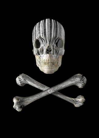 3d illustration of jolly roguer and bar codeの写真素材