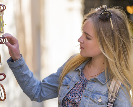 Woman tourist in palma of mallorca, Spainの写真素材