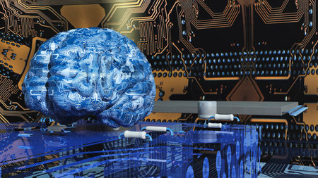 3d illustration of electronic brain