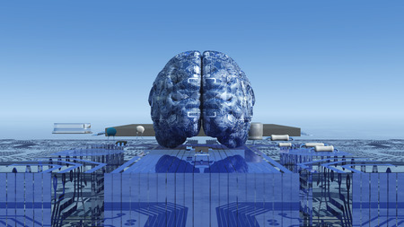 3d illustration of electronic brainの写真素材