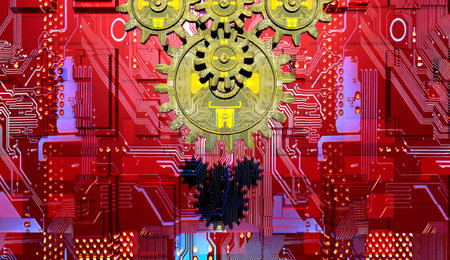 3d illustration of concept of Circuits electronic and computer equipment
